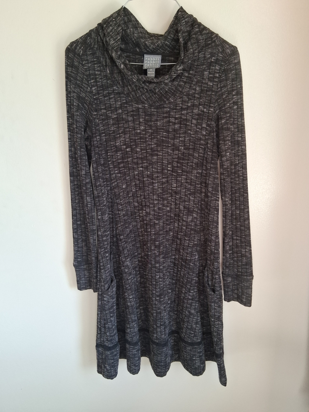 Rabbit Rabbit Rabbit Designs Gray Ribbed Cowl Neck Tunic Dress Size 8 - Picture 3 of 6